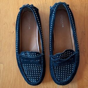 Coach Women's Black 100% Suede Driving Moccasins